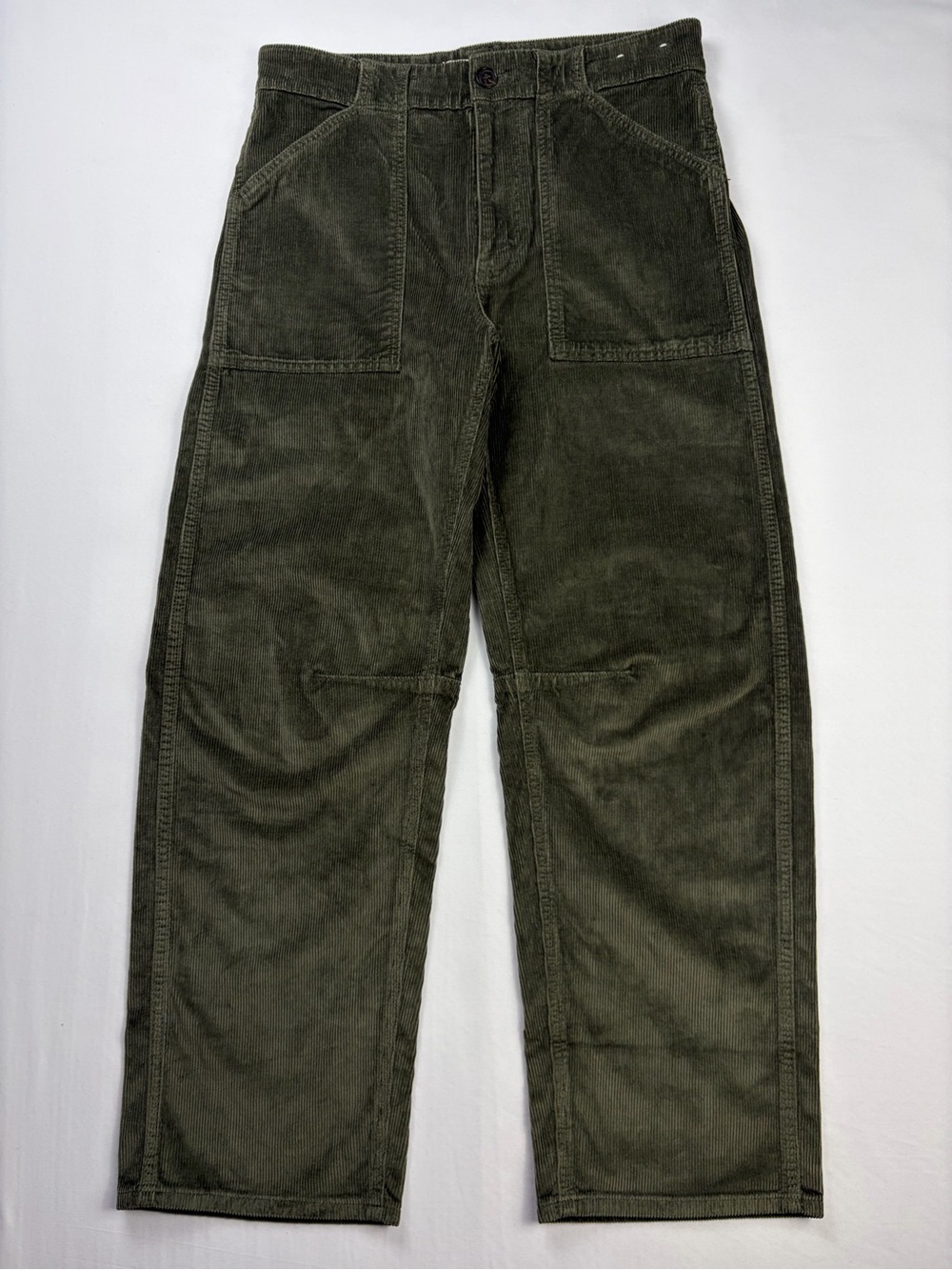 NWT Madewell Darted Barrel Leg Corduroy Pants Olive Size 25